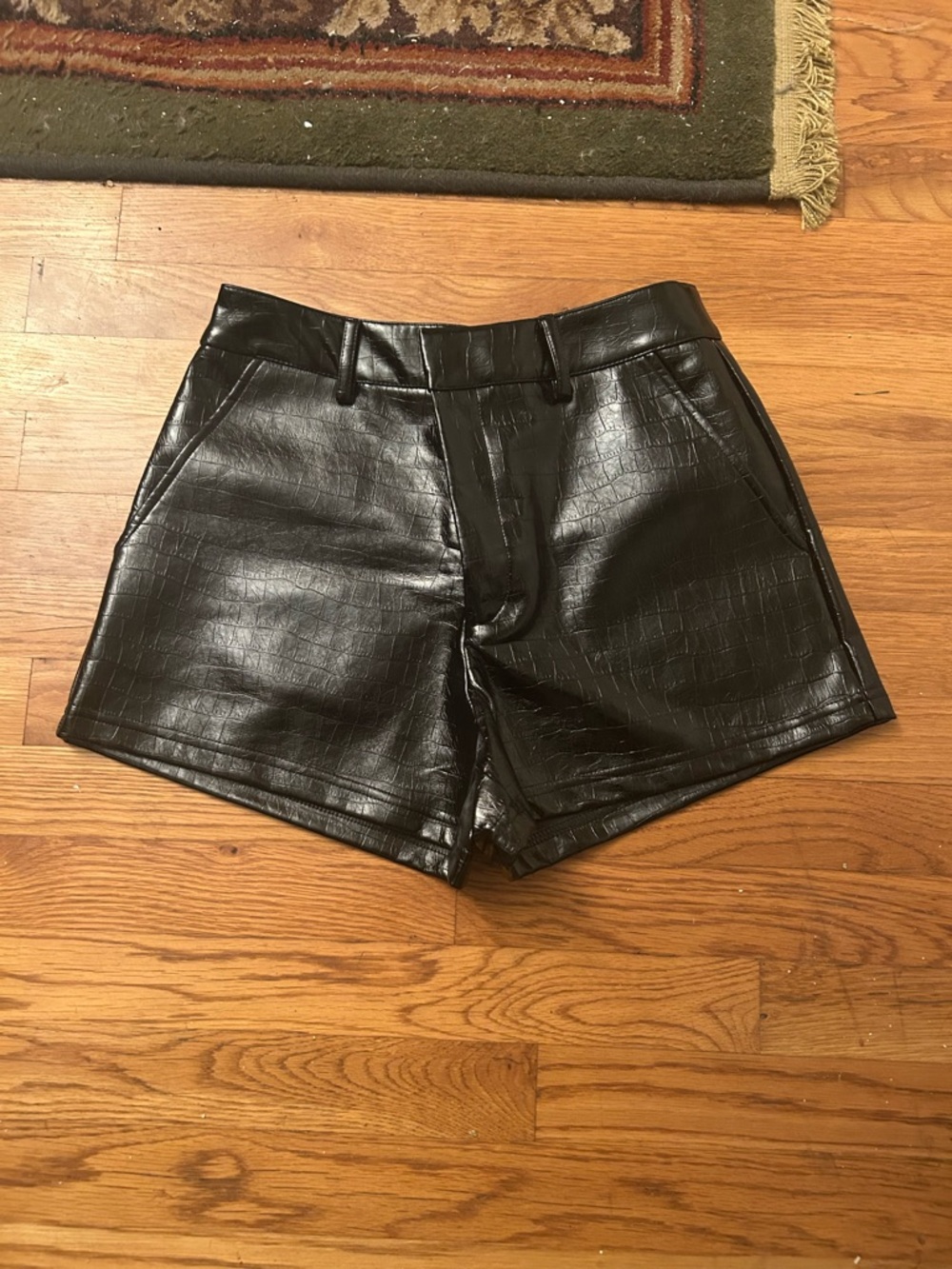 Noli Black Faux Croc High-Waist Women’s Shorts